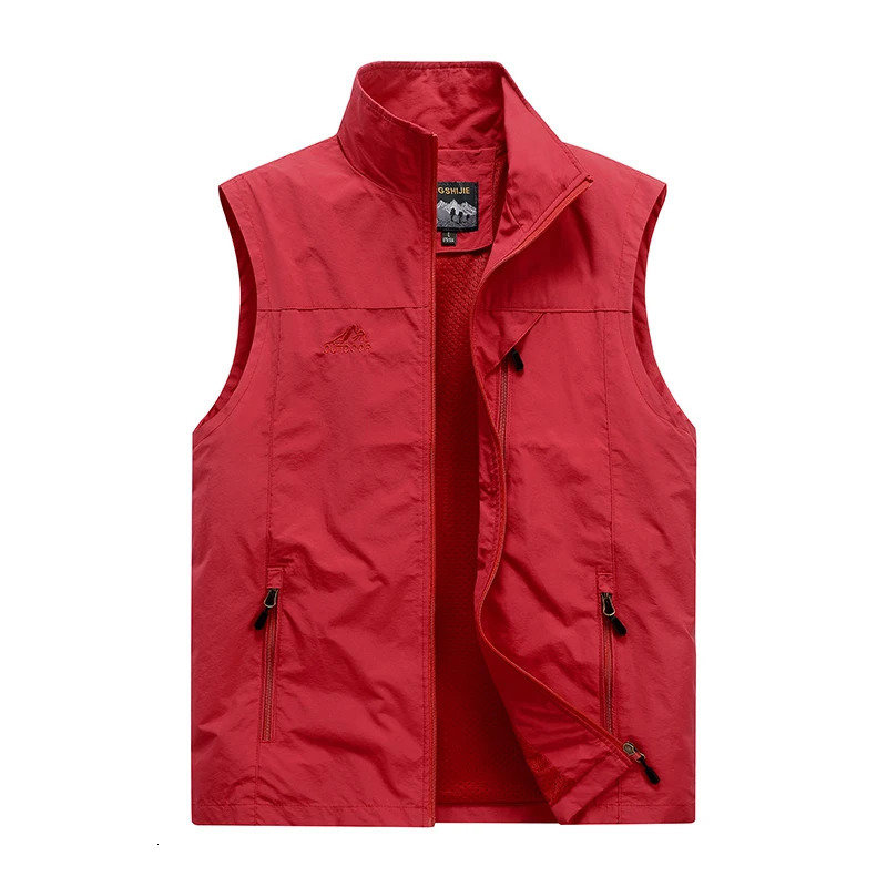 Spring and autumn sleeveless lightweight soft shell vest jacket casual mens standing collar windproof fashionable outdoor warm 250506
