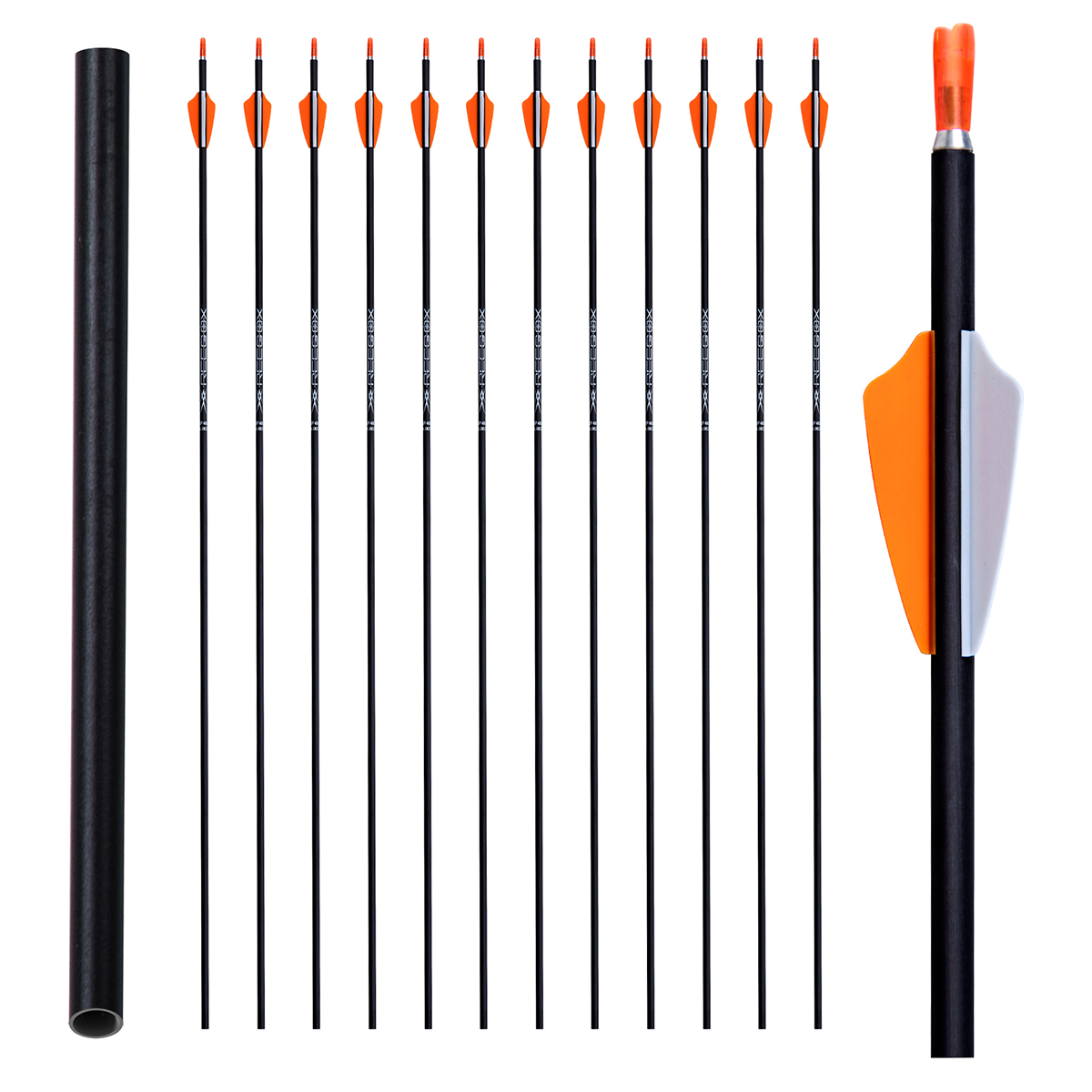Archery Arrows without Arrow Tips Spine1000-1200 31inch Targeting Arrows 4.2mm Hunting Arrows Carbon Practice Arrows for Recurve Bow & Compound Bow (1