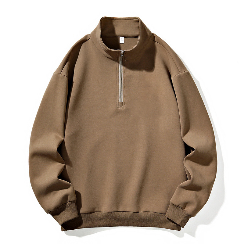 American style half zipper design jacket 2023 Spring and Autumn standing collar pullover hoodie loose men's clothing