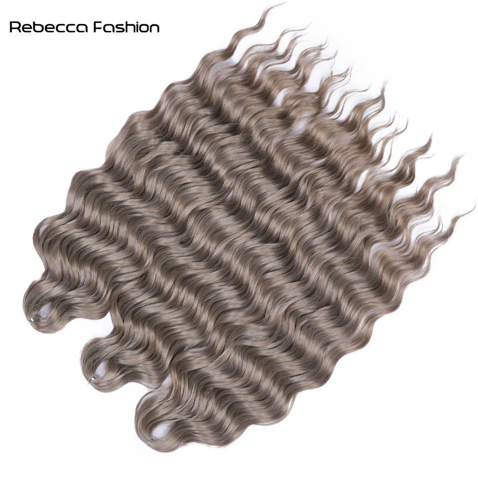 Rebecca Fashion Anna Synthetic 24 Inch Water Braiding Extensions Ombre Blonde Deep Wave Afro Curl Twist Crochet Hair for Women