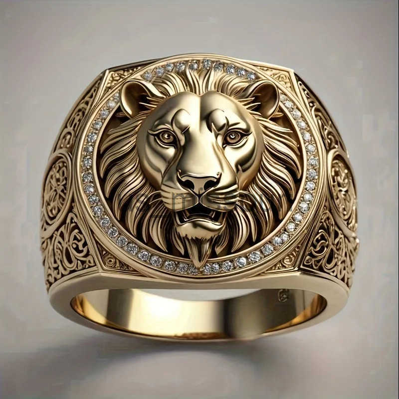 A slightly zircon Lion King ring for men and women J250509