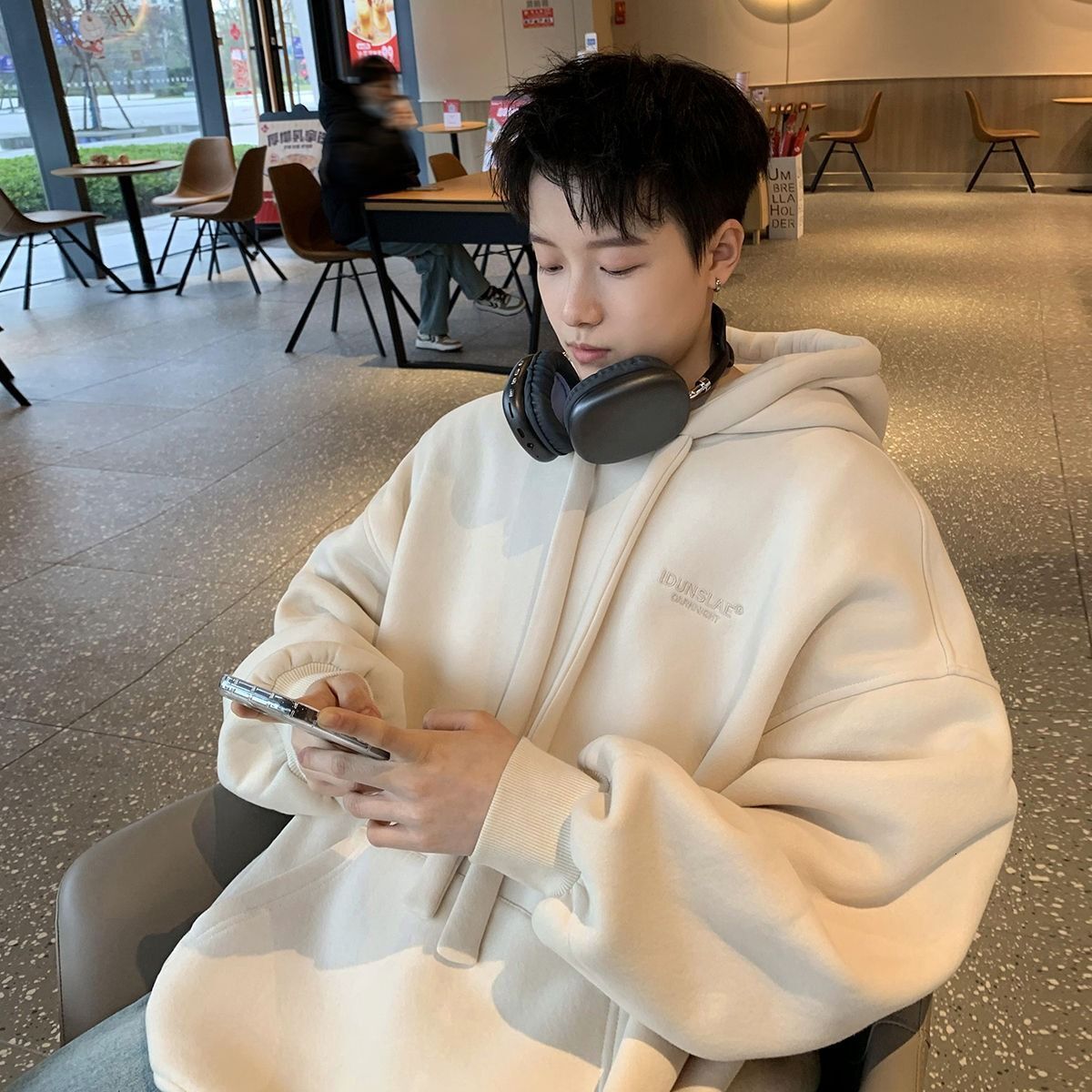 Spring and Autumn 2025 New Top American Trendy Boys Loose Coat Hoodie Enlarged