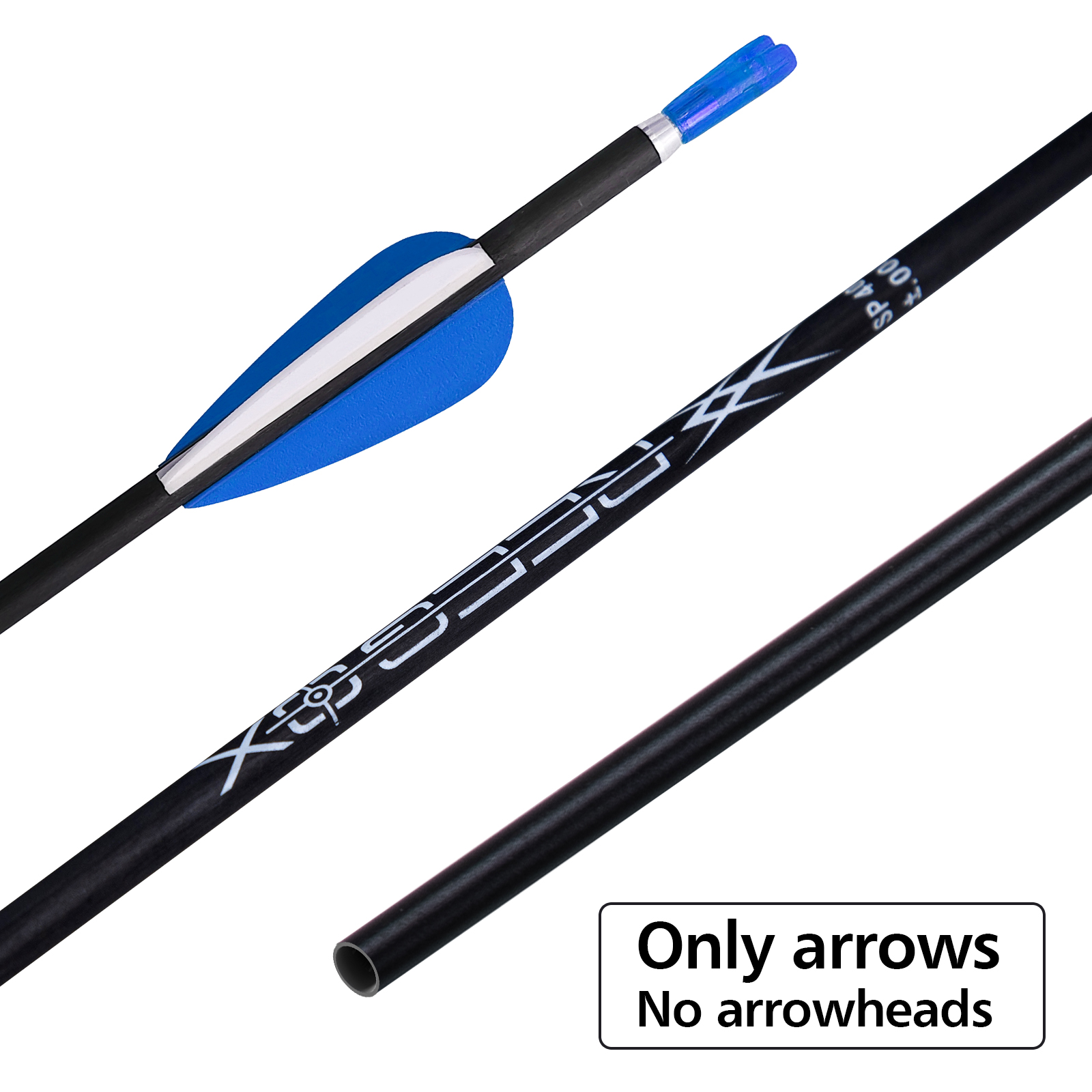 Archery Arrows without Arrow Heads Spine350-1500 31inch Targeting Arrows 4.2mm Hunting Arrows Carbon Practice Arrows for Recurve Bow & Compound Bow Bl