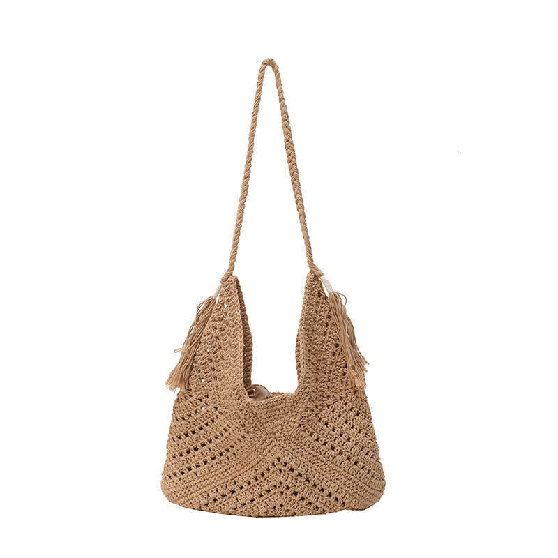 Beach Bag New Woven Drawstring Shoulder With Large Capacity Hollow Out Personalized Temperament Handbag For Vacation Fashion Beach Bag KQ