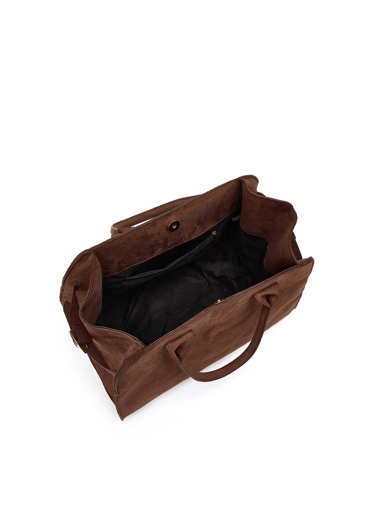 Stylish and Elegant Womens Suede Commuter Tote Bag Large Capacity Portable Briefcase Travel Bag Z250509