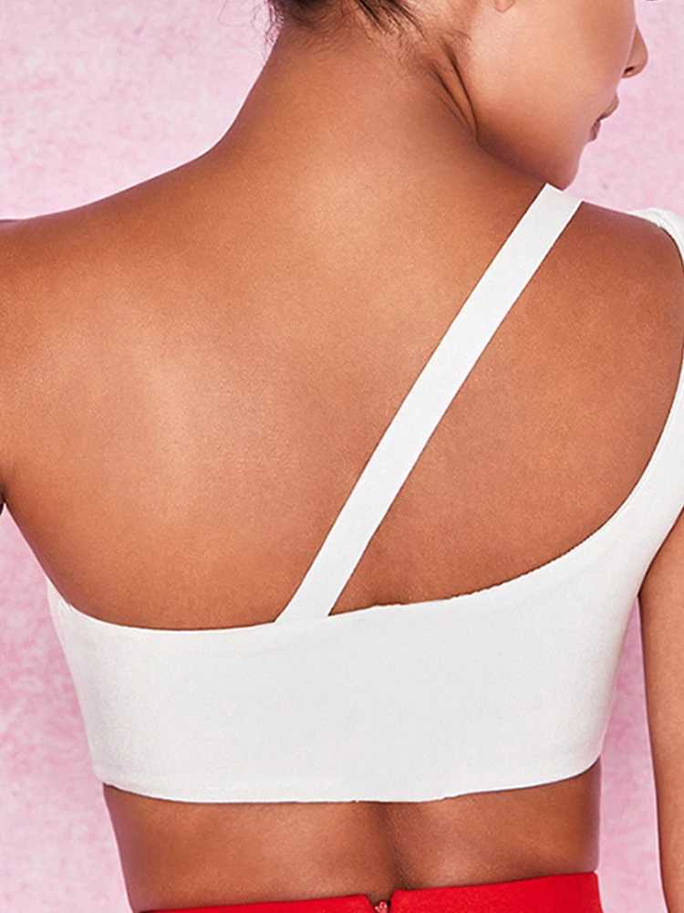 Single color decorative tube top womens single shoulder strap vest sexy clothing hot summer vest 2024XJ250508