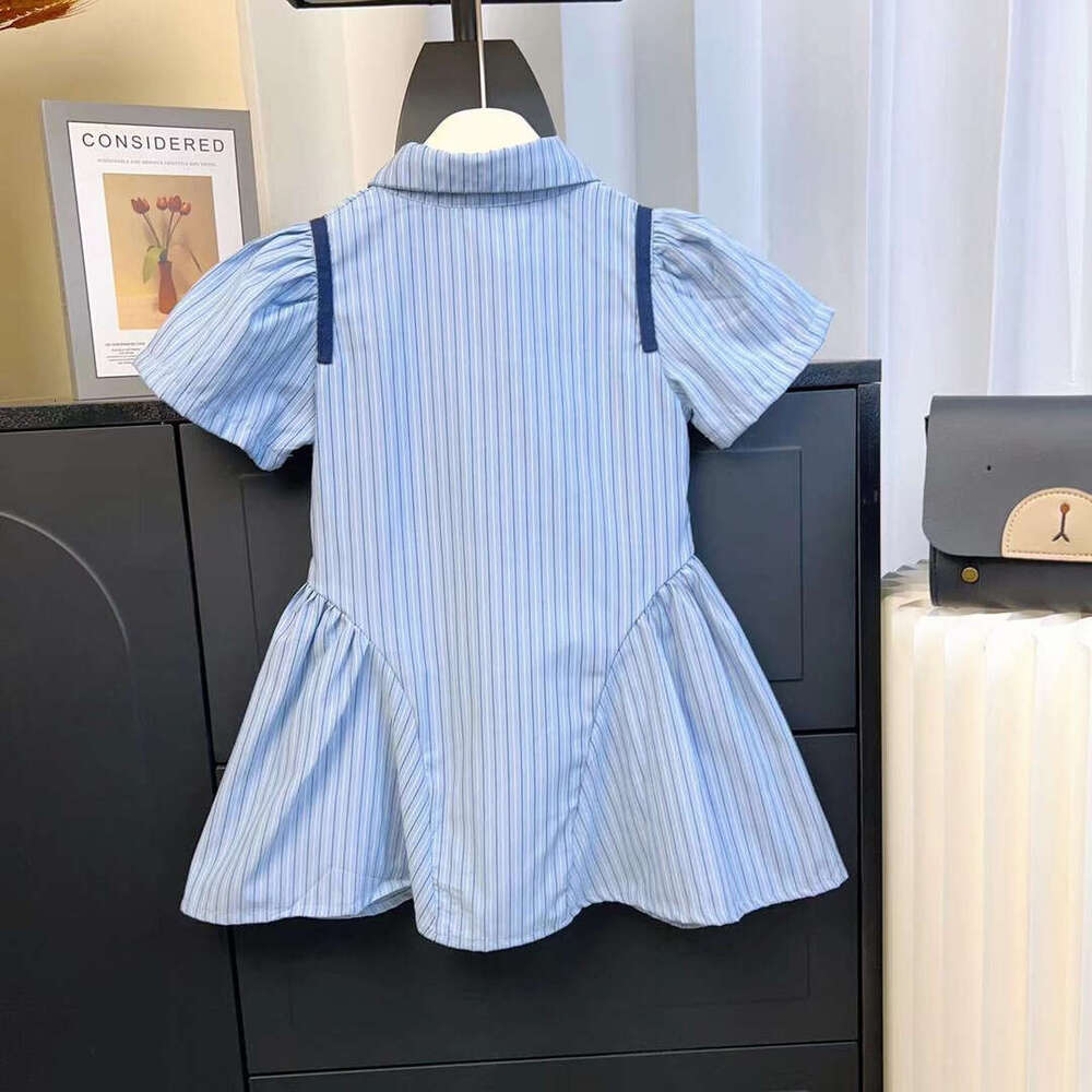 Girls' College Style 2025 New Children's Polo Collar Short Sleeved Shirt Skirt Baby Summer Dress