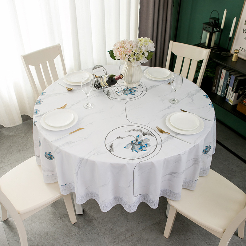 DH004 round table cloth household waterproof, oil-proof, scalding-proof and wash-free ins round table cloth PVC coffee table fabric table mat wholesal