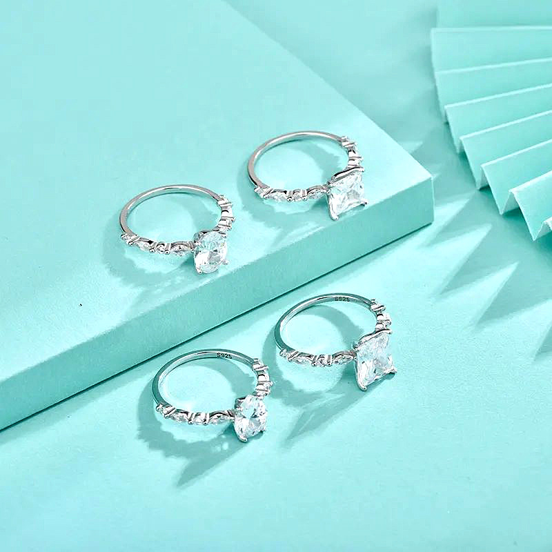 925 Sterling Silver Ring with Moissanite, Elegant Design, Timeless Luxury Jewelry