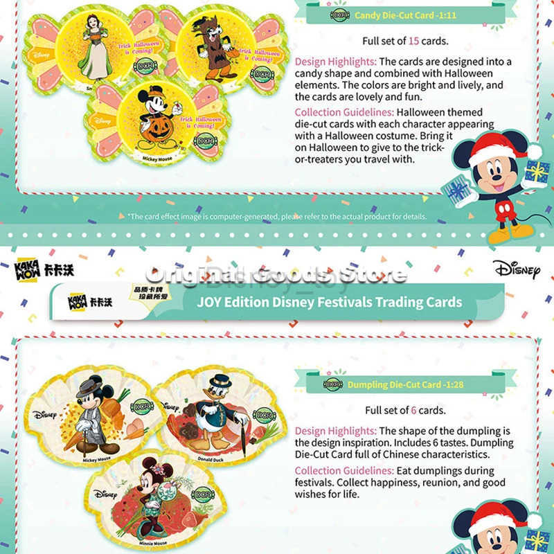 Disney toys Original KAKAWOW Disney Festivals JOY Edition Trading Cards Vol.1 Genuine Cartoon Art Series Collection Card Children Gift Y250509
