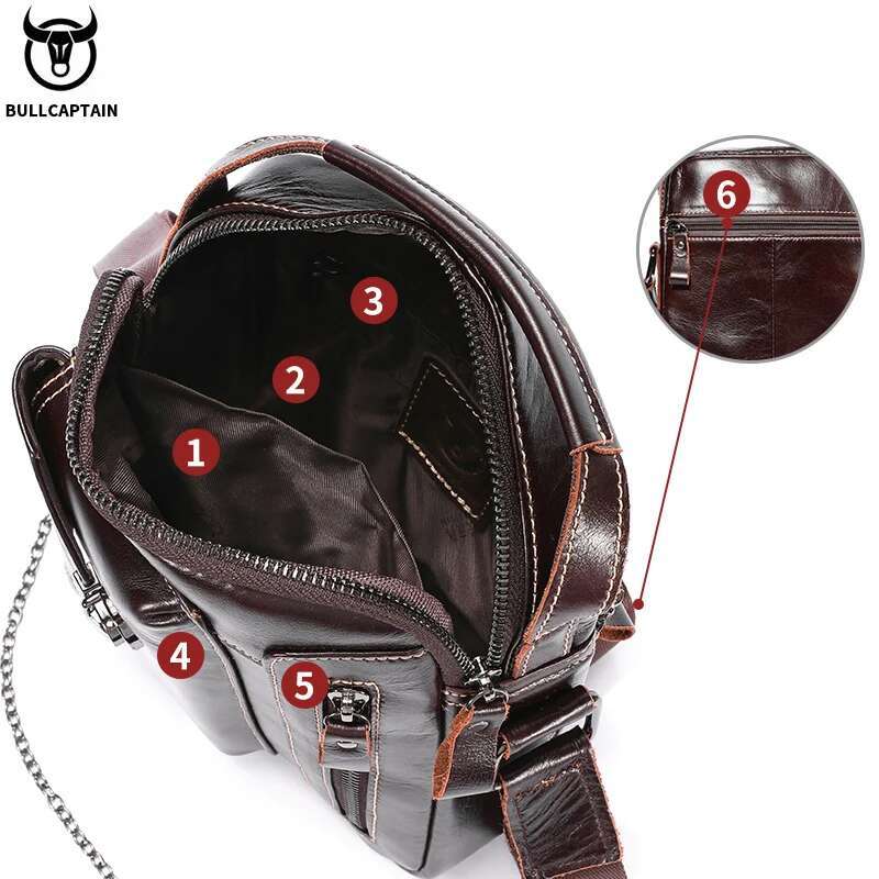 BULLCAPTAIN Genuine Leather Crossbody Suitable For 7.9-Inch Ipad High Quality Men's Mini Business Shoulder Bag