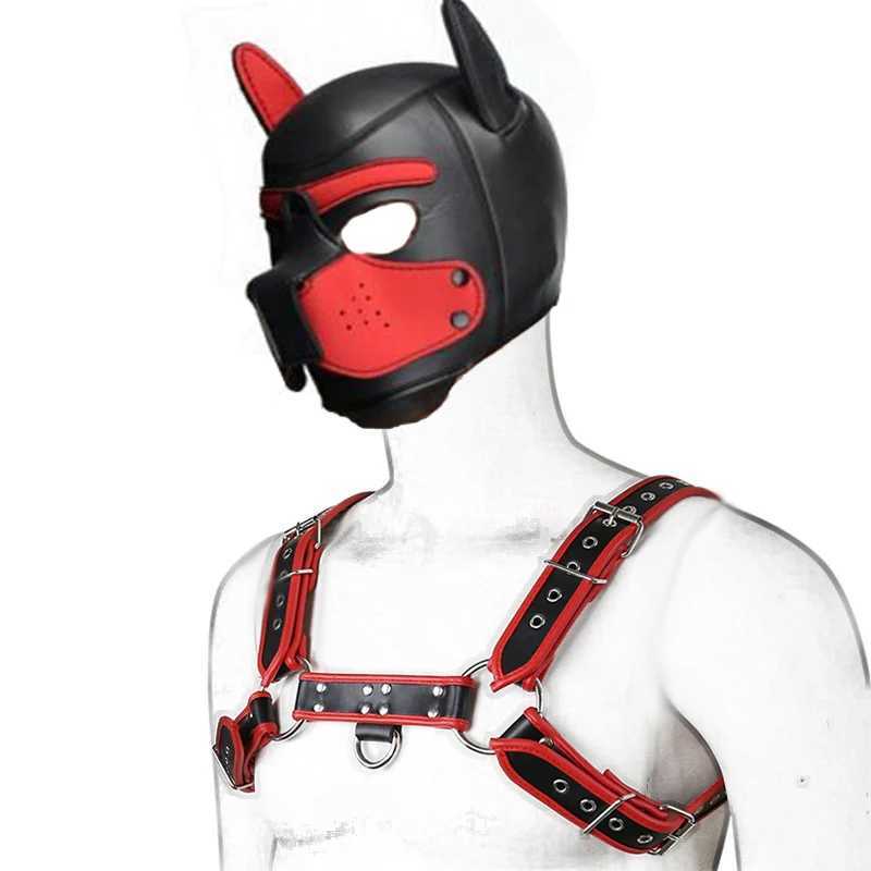 Role Play Costume Puppy Play Dog Hood Party Mask Leather Mens Chest Harness Tail Anal Plug Neck Collar Bdsm Sex Toys for Adults W250509