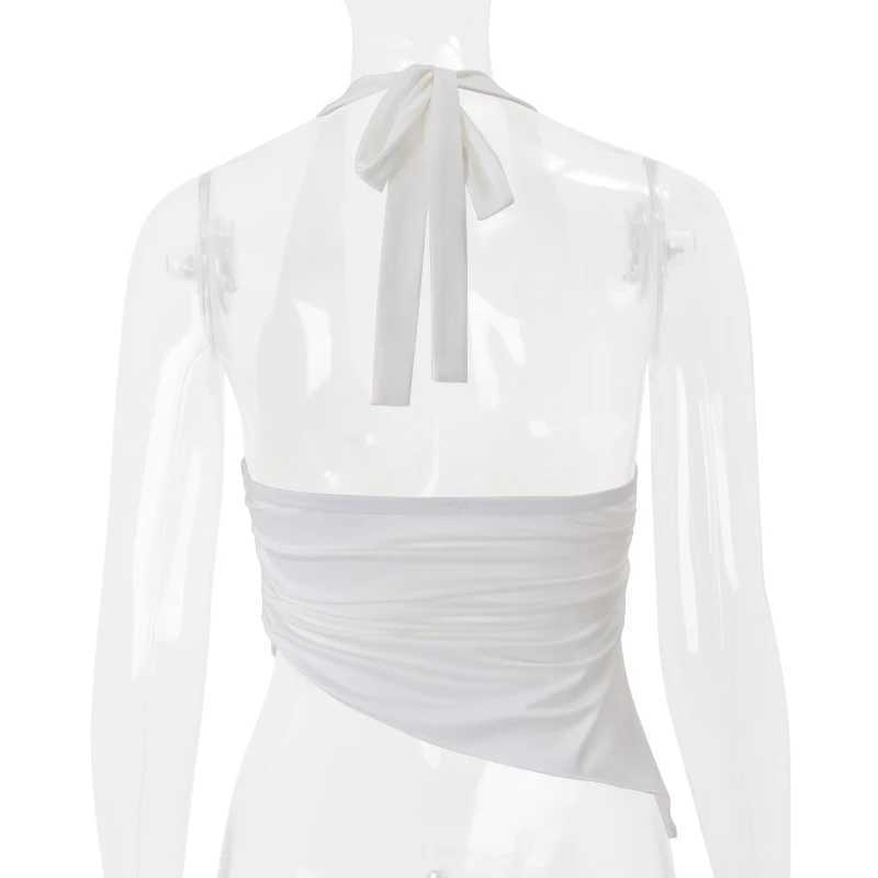 Backless V-neck casual camisole sexy solid irregular vest Y2K spring summer daily cute streetwear vestXJ250508