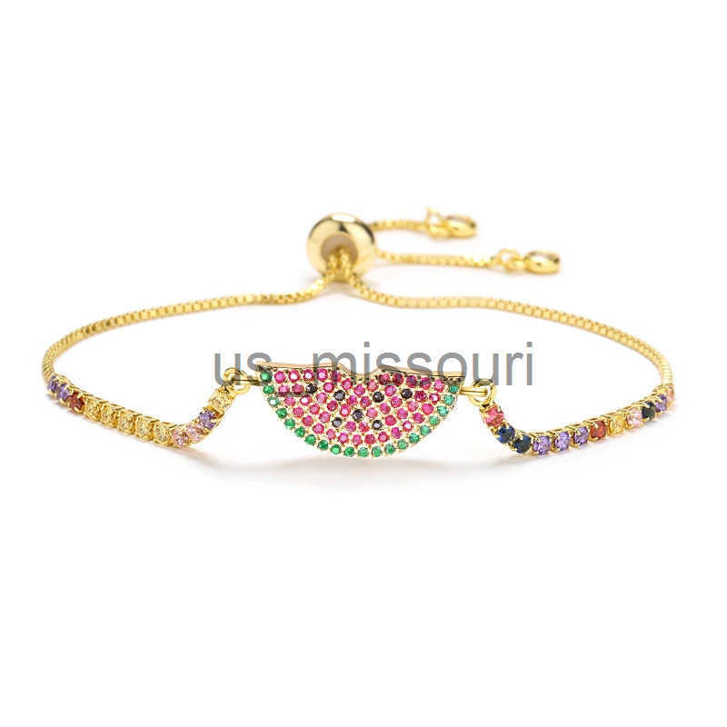 Cubic Zirconia Crystal Fruit Watermelon Charm Bracelet Women New Fashion Creative Nature Box Chain CZ Stones Chic Jewelry Gift J250509
