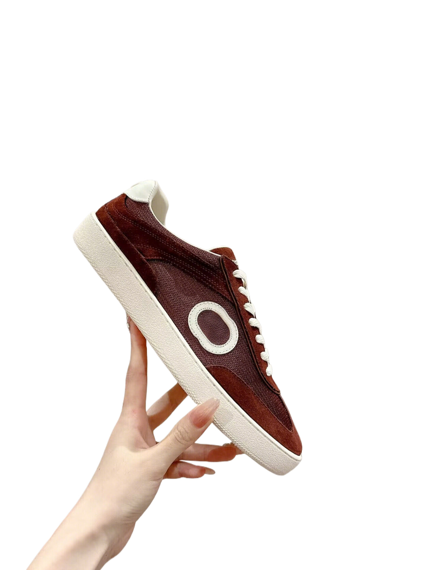 Interlocking Suede Trimmed Sneakers In burgundy Designer 75 Sneakers Suede Green Trainers Top Quality Designers Shoes Platform Casual Shoe