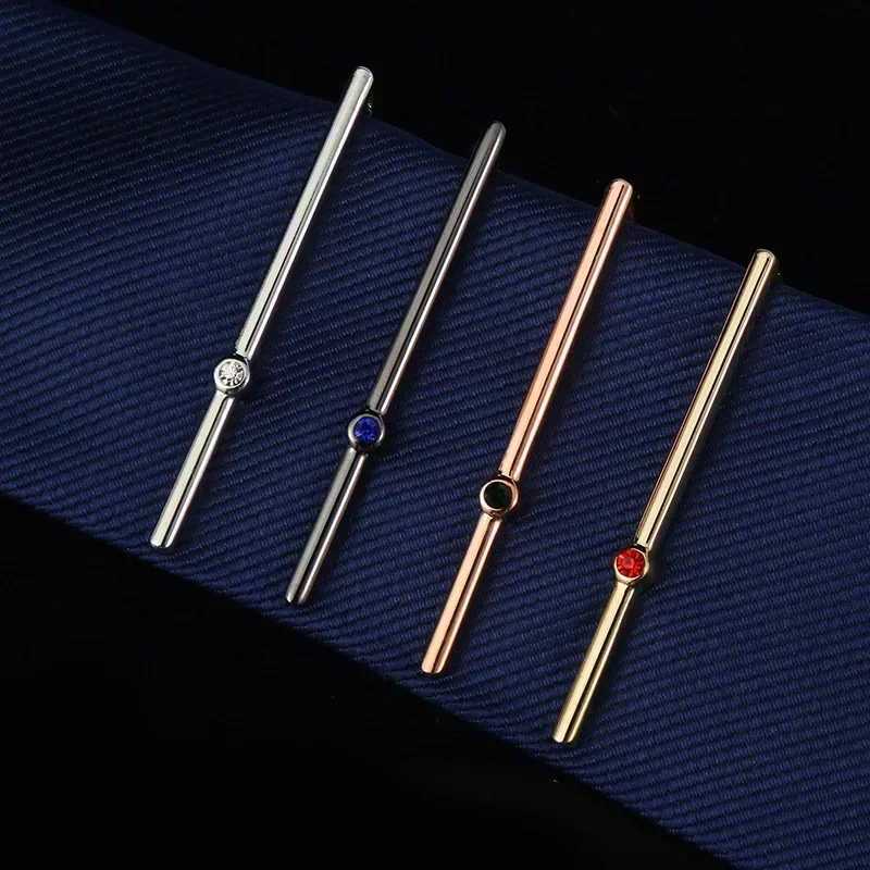 Luxury Mens Zircon Slender Tie Clip Rose Gold Color Linear Crystal New Mens High-end Fashion Wedding Necktie M250508