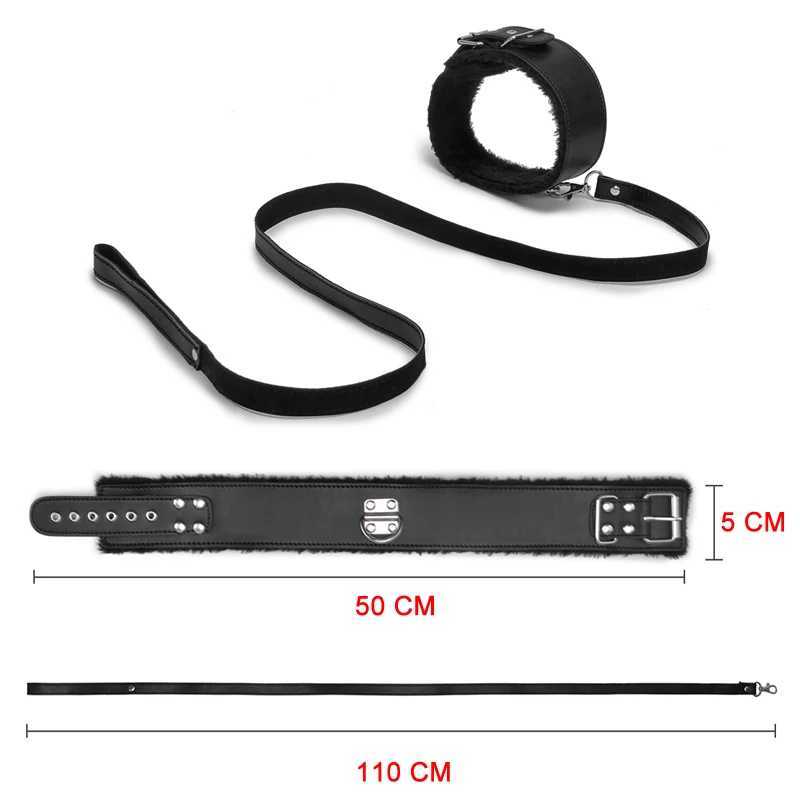 Bdsm Collar Leather And Leash Plush Fetish Bondage Sex Necklace SM Toys Restraints Sex Toys For Adults Women Men Couples Games W250509