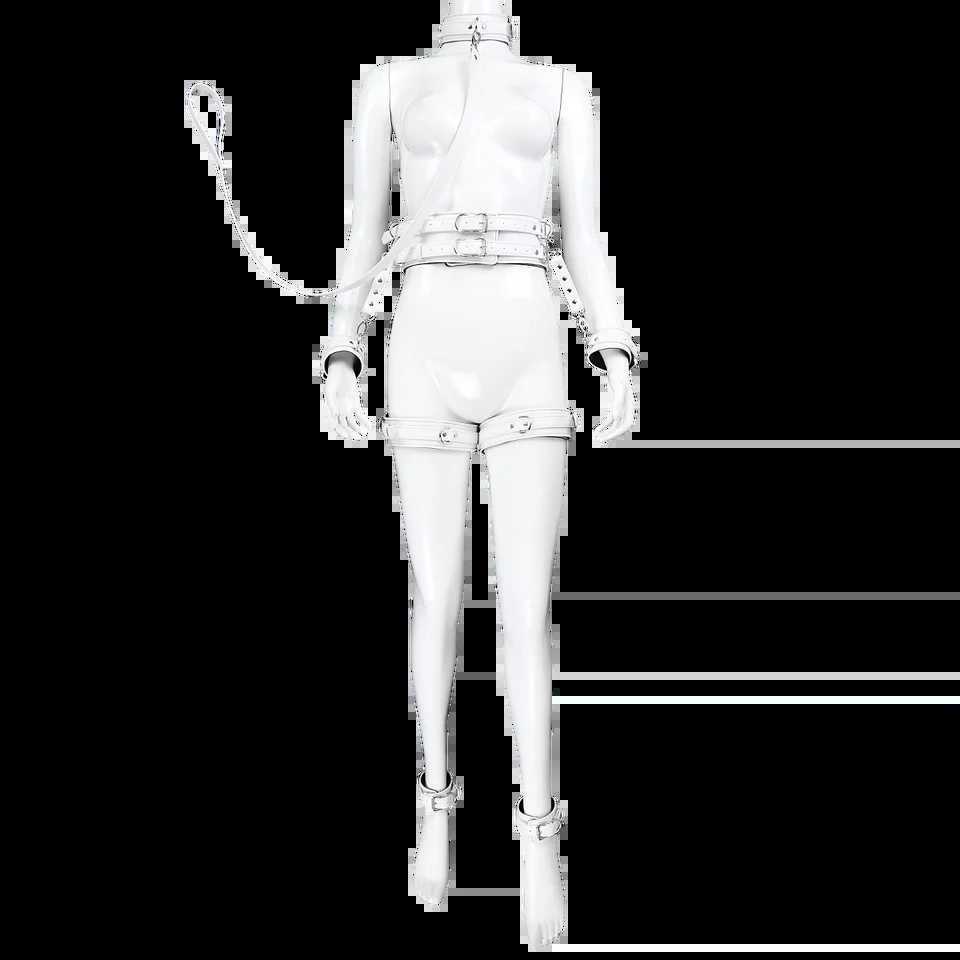 Thierry Bondage Set PU Leather Handcuffs Wrist Ankle Thigh Cuffs Waist Belt Collar BDSM Sex Toys for Couples Adult Games W250509