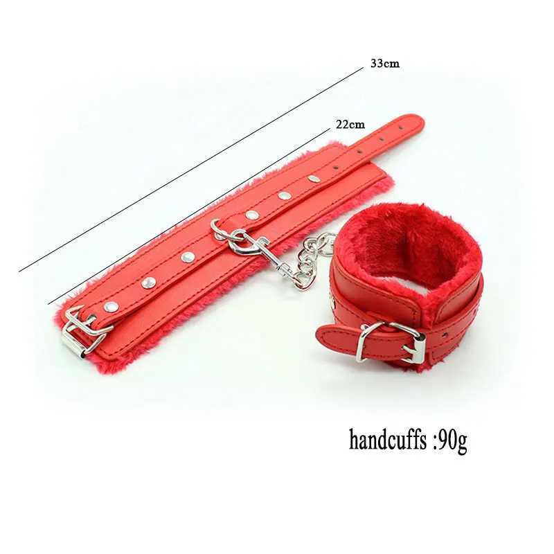 Pink Black Red BDSM Sexy Bondage Handcuffs Ankle Cuffs Adjustable With Whip Adult Game Erotic Sex Toy for Women Couples W250509