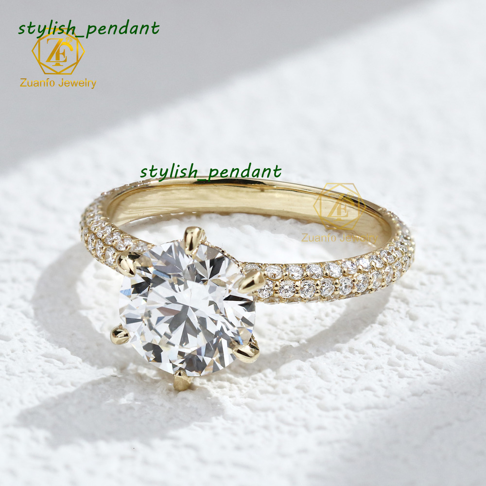 Ice out 14K 18K Solid Gold Engagement Wedding Ring Custom 1-3ct D Color VS VVS Round Cut IGI Lab Grown Diamond Rings