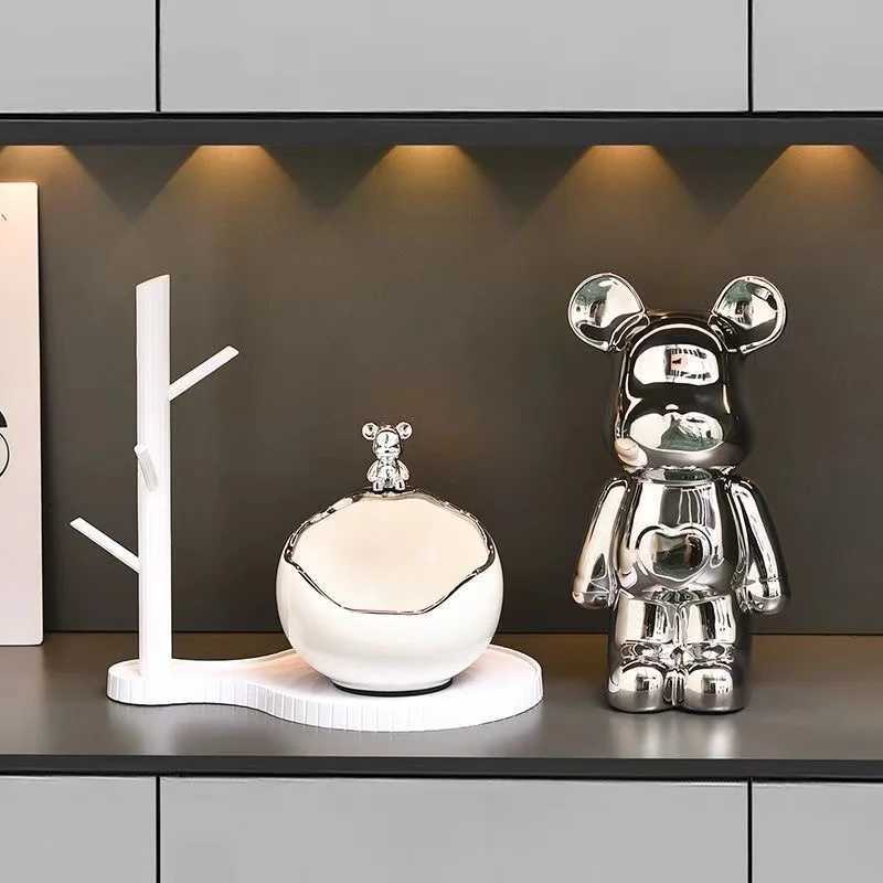 Ceramic Bear Tray Statue Accessory Storage Key Holder Candy Bowl Jewelry Earrings Suitable for The Modern Table Off Decor Y250509