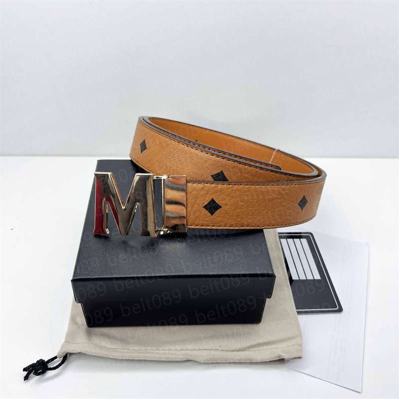 Luxury M Belt Buckle Fashion Genuine Leather For Women Designer men Letter Double Big gold silver classical Womens Belts