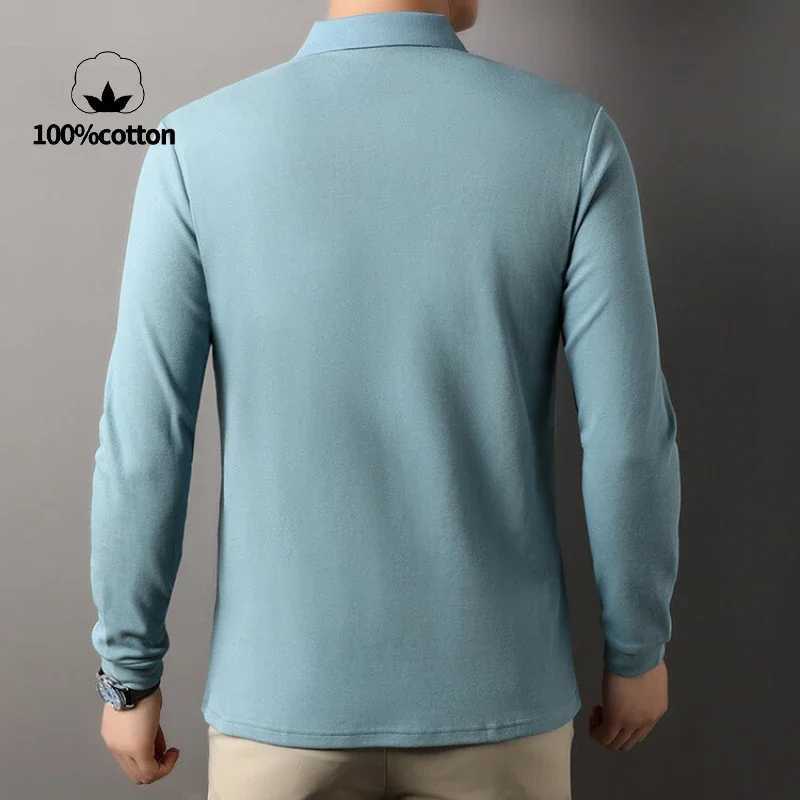 Durable 100% Cotton Men Polo ShirtAutumn Leisure Long Sleeve Breathable Lapels T-shirt 16 Colors Perfect for and Sports Z250509-1