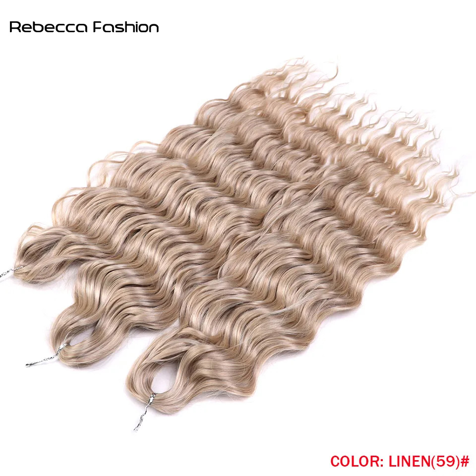 Rebecca Fashion Hair Synthetic Loose Deep Wave Braiding Hair Extensions 24 Inch Water Wave Braid Hair Ombre Blonde Twist Crochet Curly Hair