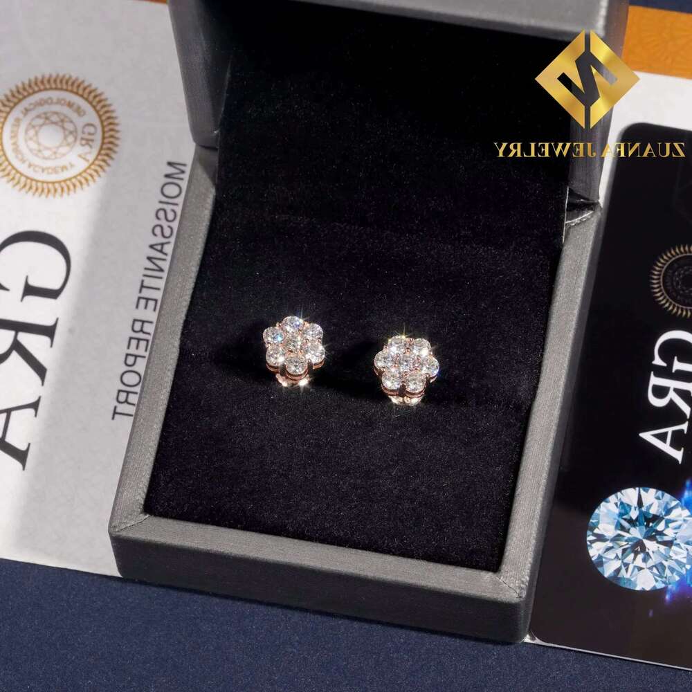 9mm Sun wer Design Sterg Sier VVS Moissanite Stud Hip Hop Earring Jewelry For Men Women designer bag