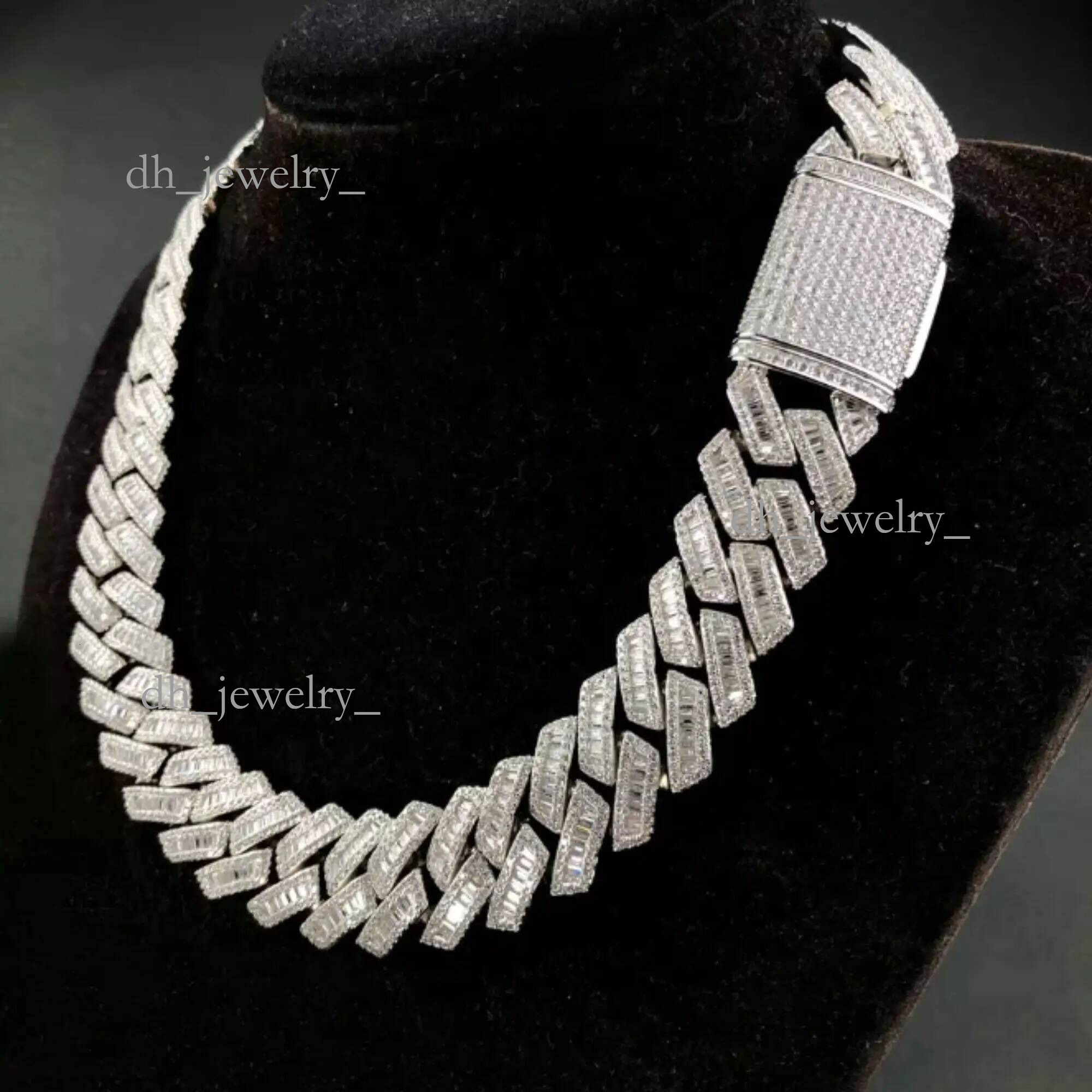 Best Quality Customized 20 Mm Cuban Link Moissanite Sterling Sier Yellow White Gold Dia Chain