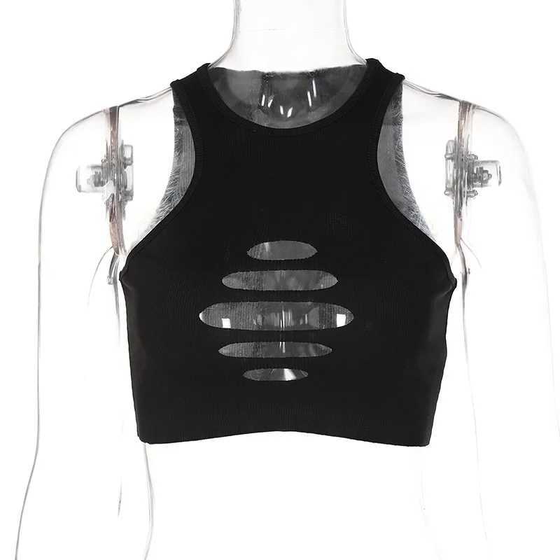 Sexy Tank Top Off Shoulder Front Hollow Out Holder Crop Tops Women Bare Midriff Sleeveless Cropped Vest Camisole Tube Top FemaleXJ250508