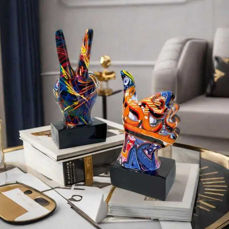 Graffiti Hand Gesture Ornament Art And Crafts Resin Gesture Statue Desktop In A Living Room This Decoration Y250509