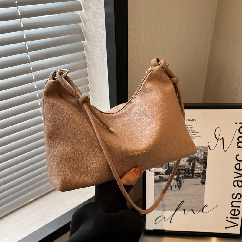 Chic 2025 Minimalist Shoulder Bag - Korean Style Solid Color Crossbody Tote, Women's Large Capacity Work Bag with Top Handle Luxury Texture