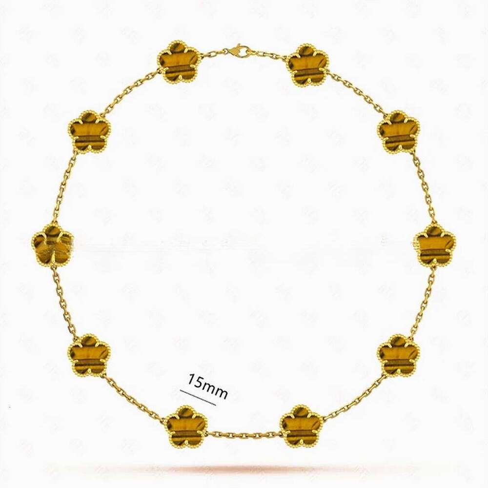 10 Wer Necklaces Designer For Women Stainless Steel Plated Gold Jewelry Woman Mother Of Pearl Four Leaf Clover Necklace Daily Outfit Christmas Gift