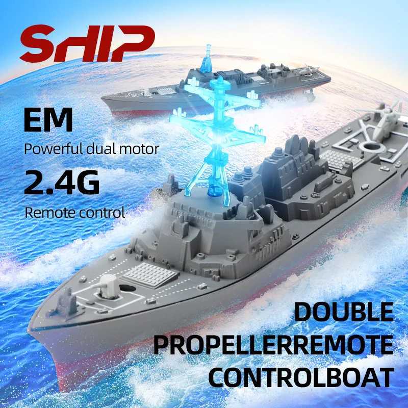 RC Boat Kids Toy Remote Control Aircraft Carrier Simulation Warship Model Mini Battleship Radio-Controlled Boat Childern Gift X250509