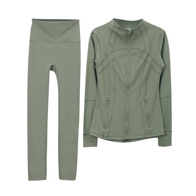 2025 New Women's Definition Jacket Yoga Sets Black Cream Gold Zipper Exercise Long Sleeve Fitness Gym Exposed Sportswear pants Ladies Jackets