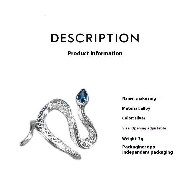 Star Fusion Explosive Geometric Serpentine with Adjustable Opening Topaz Jewelry Female Animal Ring