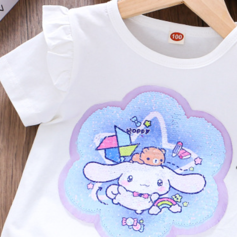 Disney's Frozen Princess Elsa Children's infant designer clothes Cartoon Pattern Short Sleeved Top for Girls Designer Clothes Baby Girl'