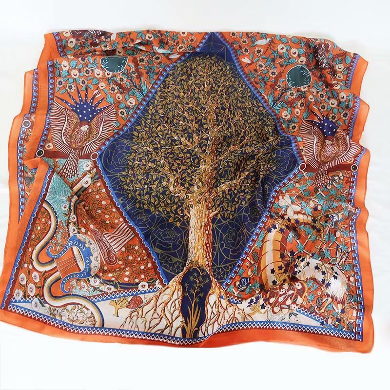 K666 Ethnic style scarf, seaside travel beach towel, printed silk scarf, sunscreen shawl, imitation silk scarf, internet celebrity neck scarf
