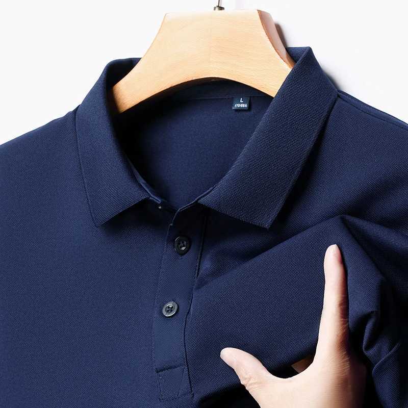 Mens Fashionable Solid Color Short Sleeved Polo Shirt for Summer Ventilation Z250509-1