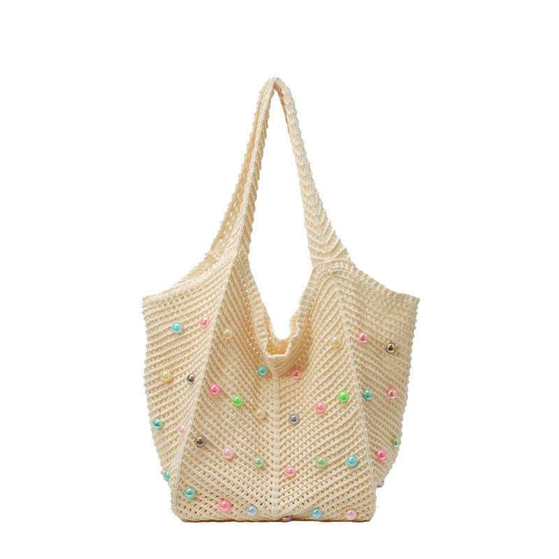 Knitted hollow out colorful fashionable colored beans fresh casual single shoulder bag women's bag 2025 new fashion trend armpit