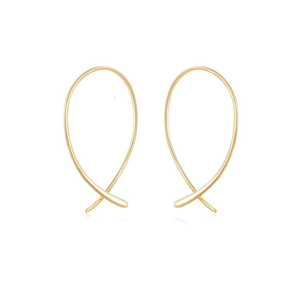 DHCollections Minimalist Loop Drop Earrings for Women Lightweight Curved Bar Style Gold Tone Fashion Jewelry for Daily Wear and Gifts