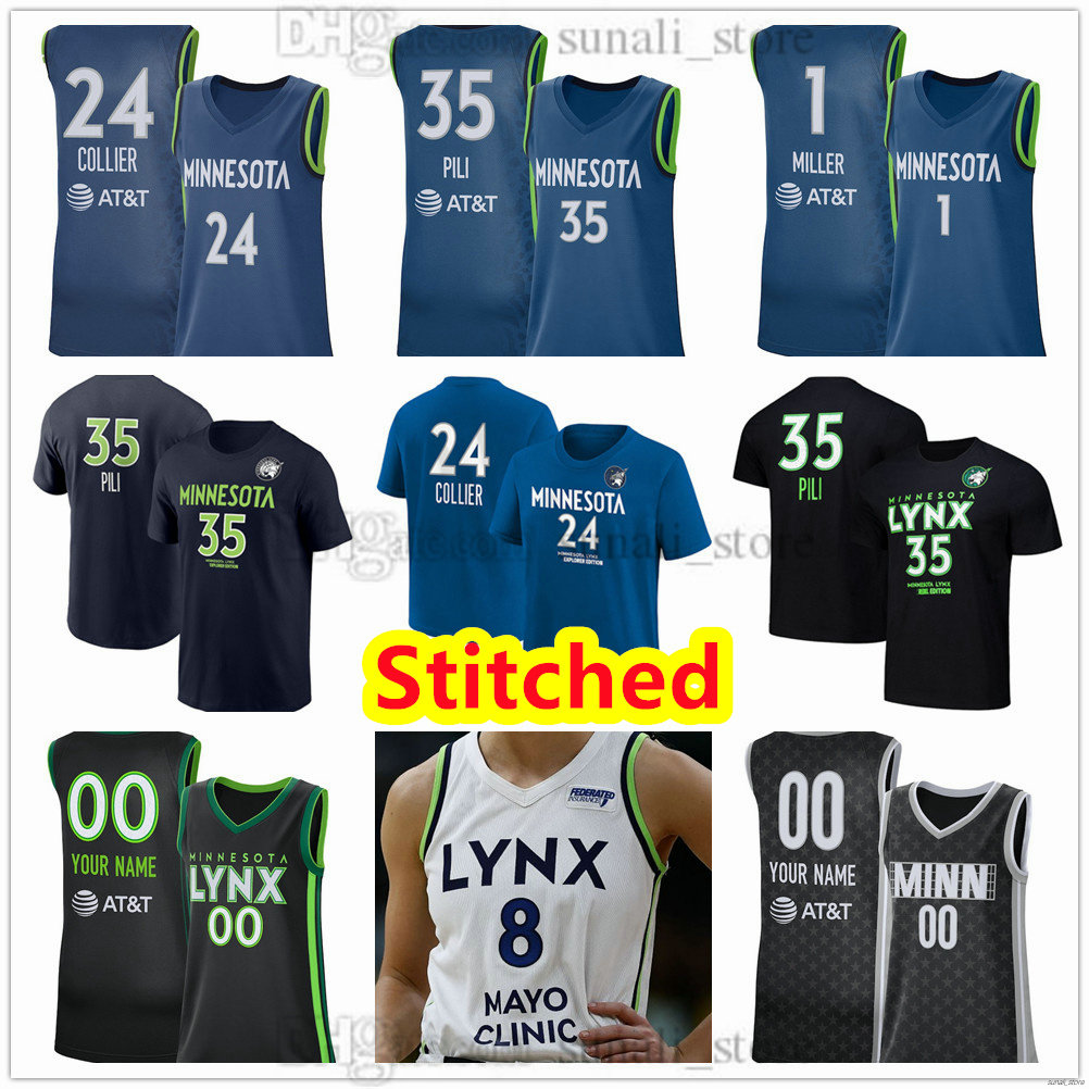 Stitched Minnesota Lynx Basketball Jersey 24 Napheesa Collier 35 Alissa Pili 0 Aubrey Griffin 1 Diamond Miller 14 Dorka Juhasz 21 Kayla McBride 10 Courtney Williams