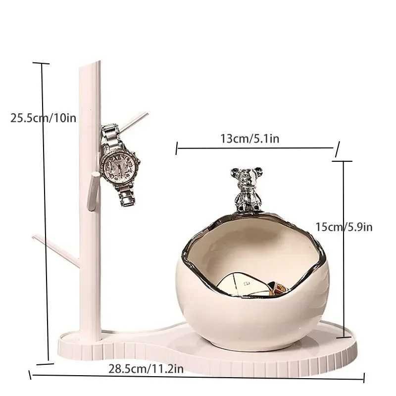 Ceramic Bear Tray Statue Accessory Storage Key Holder Candy Bowl Jewelry Earrings Suitable for The Modern Table Off Decor Y250509