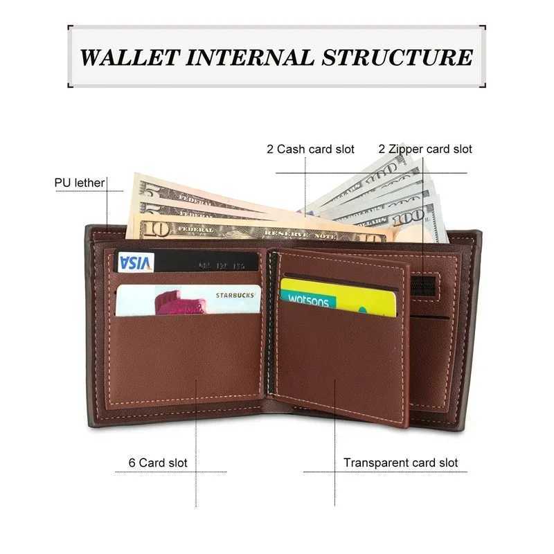 Customized Name Picture Card Holder Wallet Mens Double Fold Wallet Christmas Husband Father Birthday Gift Z250509-1