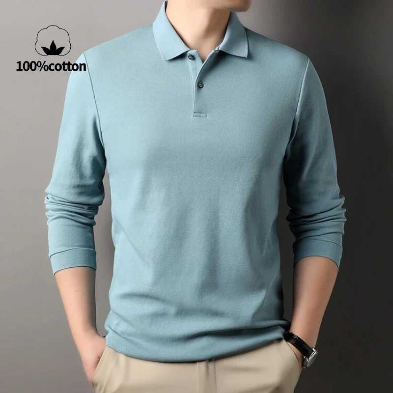 Durable 100% Cotton Men Polo ShirtAutumn Leisure Long Sleeve Breathable Lapels T-shirt 16 Colors Perfect for and Sports Z250509-1