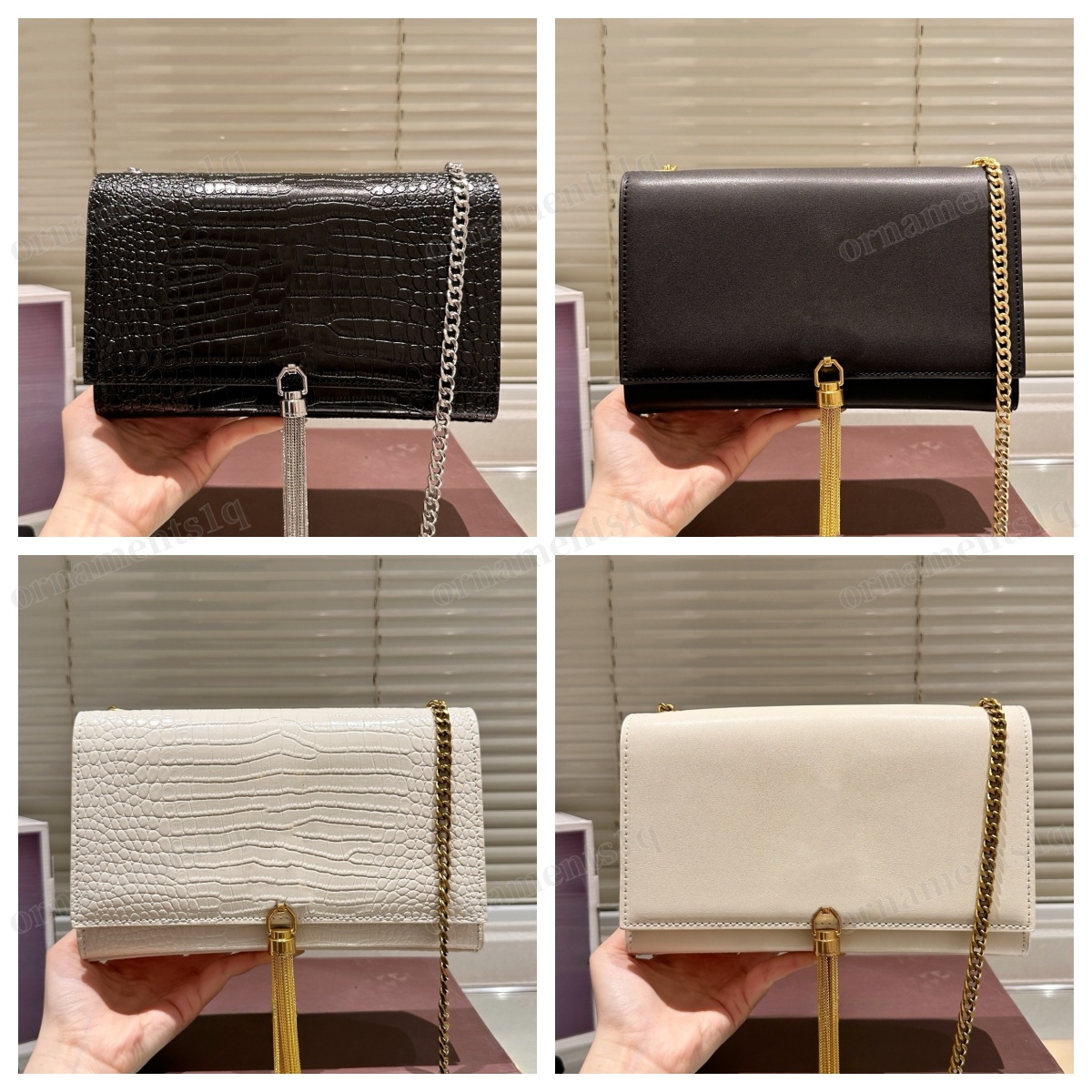 Designer Shoulder Bag Clutch Bag Luxury Leather Bag High Quality Crocodile Pattern & Caviar Leather Bag Metal Tassels Fashionable Designer Womens Envelope bag