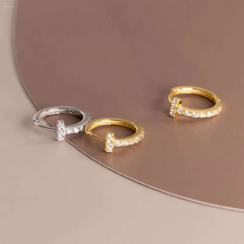 Stud Earrings Sterling Sier Fashion Sweet Tiny T-shaped Diamon Ear Buckle Exquisite Dias Gift For Girls Kids Lady designer bag