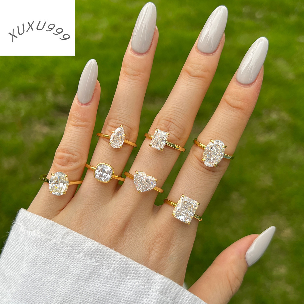 18K Drill Bit Lab Grown Stainless Steel Gold Silver Moissanite Diamond Sample Rings Engagement Ring For Women Men