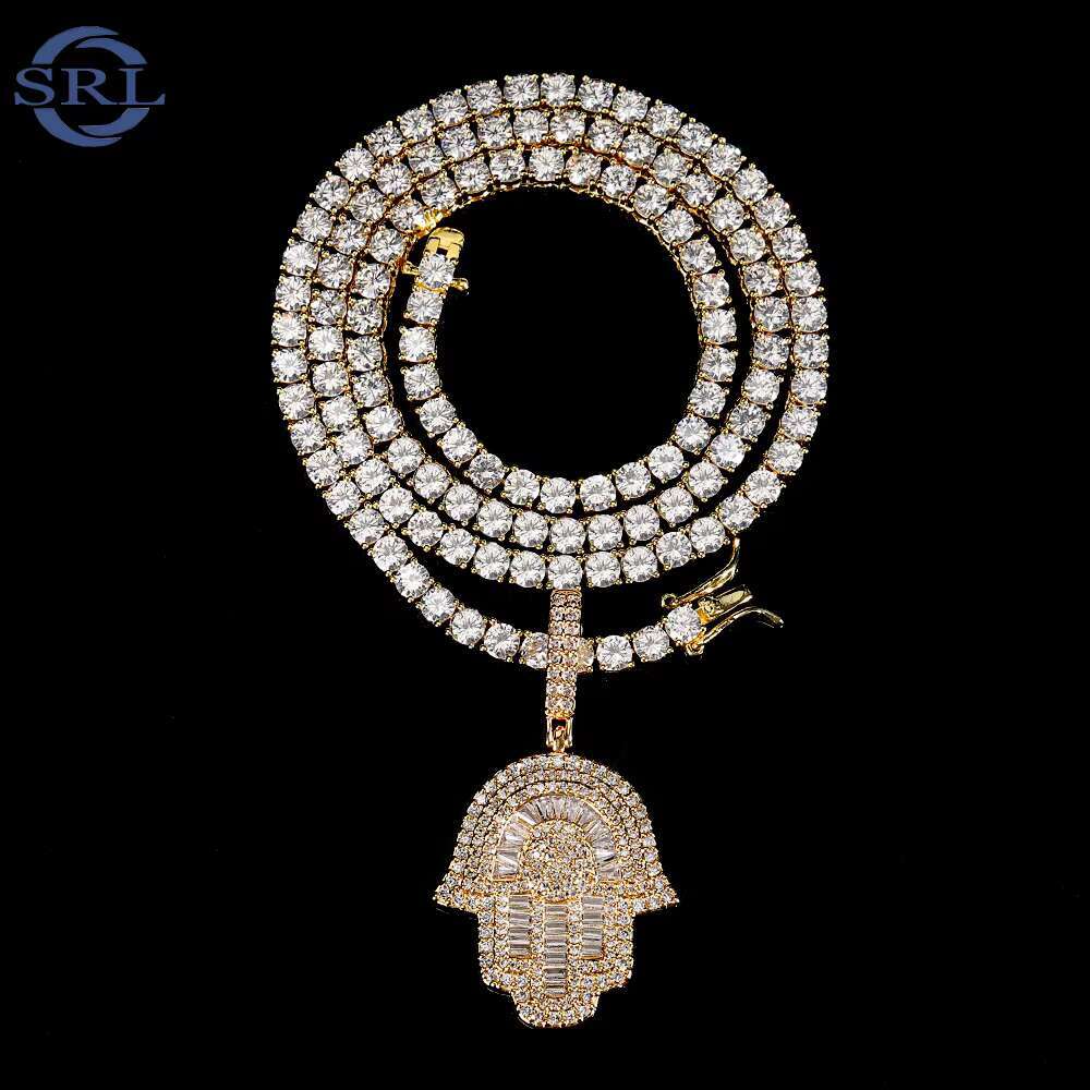 Wholesale Hip Hop Hamsa Hand ZIRCON Moissanite Diamond Pendants Iced Out Gold Plating 18k Electroplating Pendant